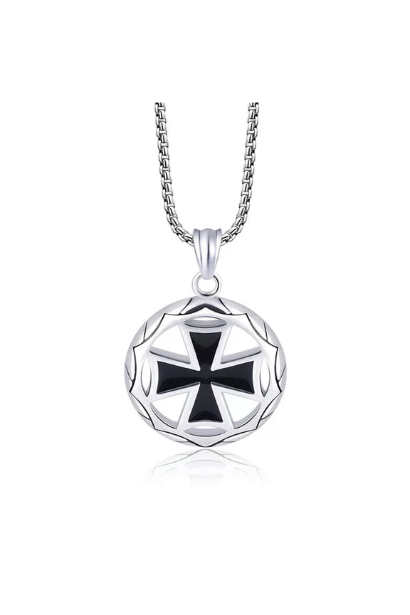 Mens Biker Iron Cross Pendant Necklace Medal Stainless Steel WW2 Jewelry-default