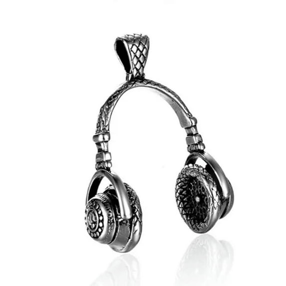 K-KED Mens Headphone Music Hip Hop DJ Rapper Necklace Pendant Delicate Jewelry Chain-Silver