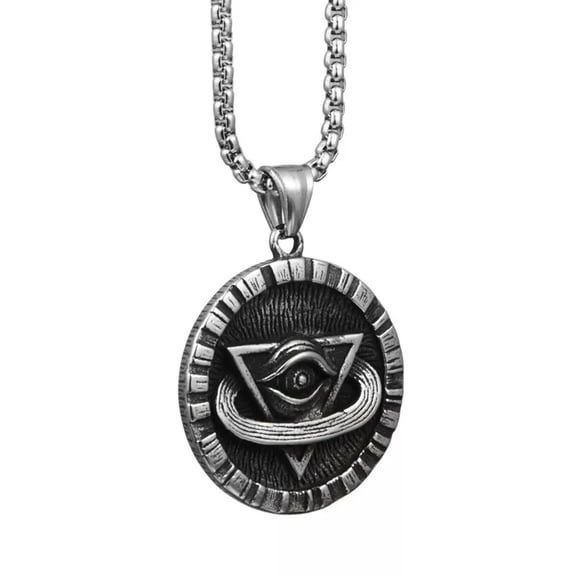 K-KED Mens Illuminati All Seeing Eye OF Providence Horus Ra Pendant Necklace-default