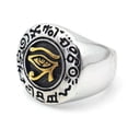 thumbnail image 1 of K-KED Mens Silver Stainless Steel Egyptian Evil Eye of Horus Ra Ring Size 7-13-10-Gold, 1 of 7