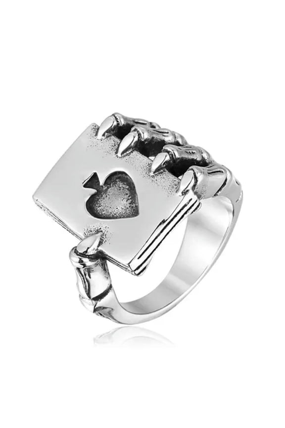 Mens Skull Claw Lucky Casino Poker Ring Delicate Jewelry Stainless Steel Size 7-13-13