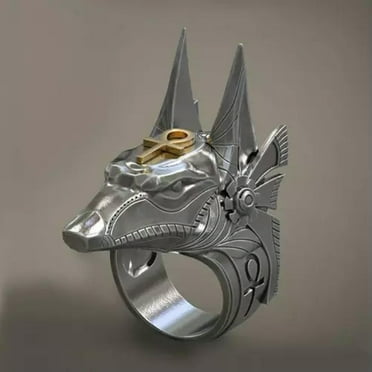 K-KED Mens Stainless Steel Anubis God Ring Ancient Egyptian Pharaoh Delicate Jewelry Size 7-12-01#-7