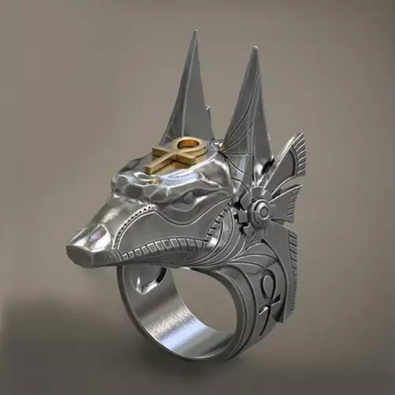 K-KED Mens Stainless Steel Anubis God Ring Ancient Egyptian Pharaoh Delicate Jewelry Size 7-12-01#-9