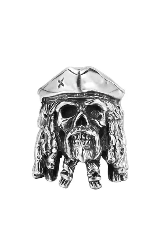 Mens Stainless Steel Biker Outlaw Captain Pirate Skull Ring Men Size 7-14-13