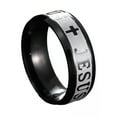 thumbnail image 1 of K-KED Mens Stainless Steel Christian Jesus Cross Ring Band Men Size 6-12-12-Black, 1 of 6
