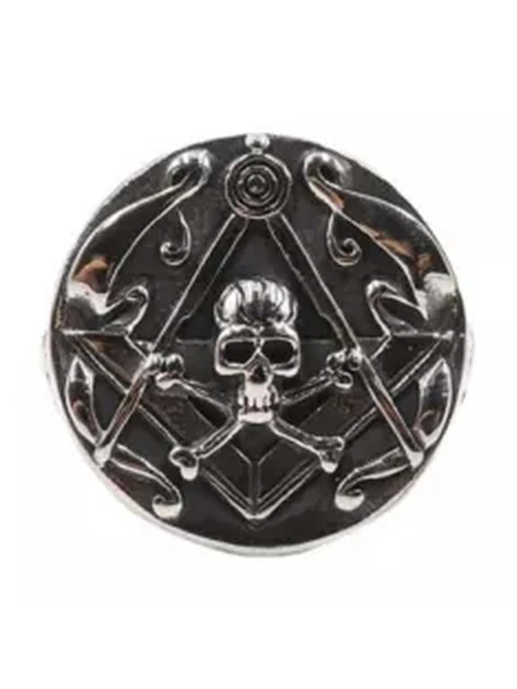Mens Stainless Steel Freemason Gothic Biker Masonic Skull Ring Size 7-15-12-Silver