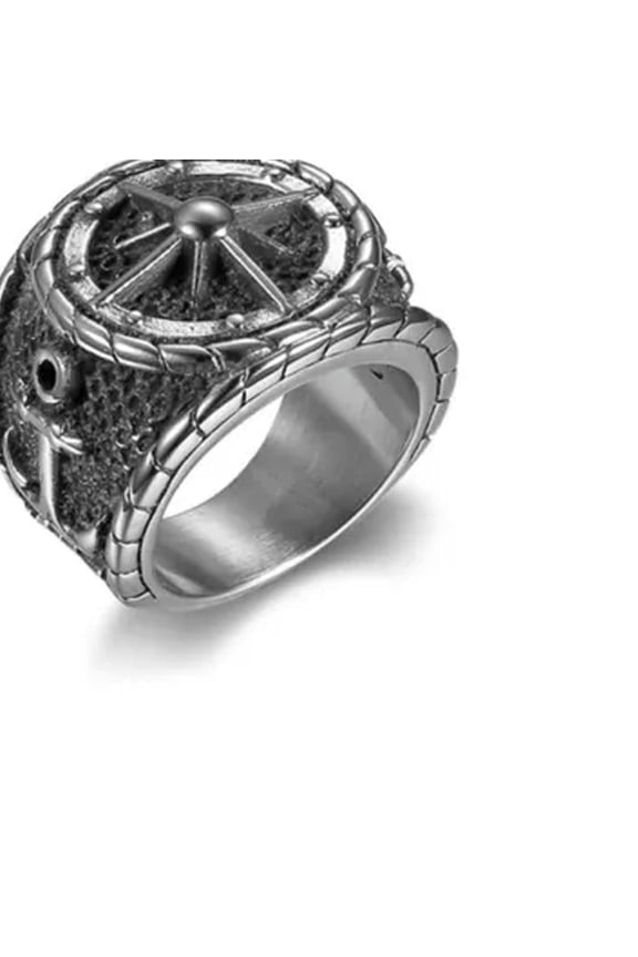 Mens Stainless Steel Nautical North Star Marine Compass Anchor Ring 7-15-13