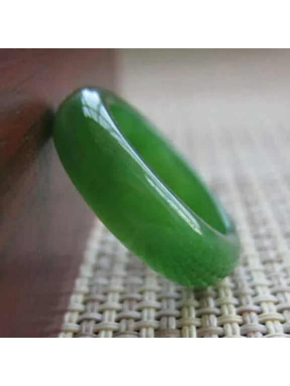 Mens Womens Natural Genuine Real Green Jade Band Ring Size 17 - 23mm-Green-23 mm