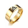 thumbnail image 1 of K-KED Minimalist Fashion Stainless Steel Freemason Triangle Corrosion Rings Size 7-13-7-Gold, 1 of 8