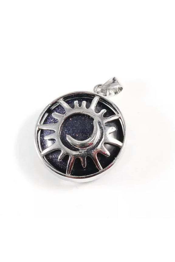 Mix Sun & Moon Pendant Reiki Healing Natural Stone Crystal Quartz Bead 12pcs-Blue sand stone