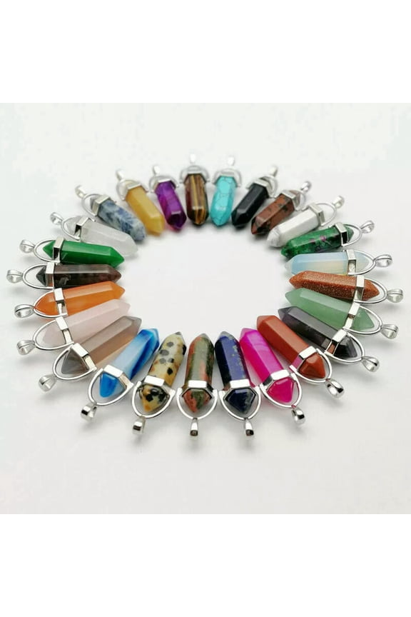 Mixed Natural Stone Point Chakra Healing Gemstone Pendants bead Wholesale 50pcs