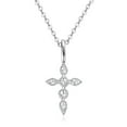 thumbnail image 1 of K-KED Moissanite Cross Pendant Necklace for Women in Sterling Silver, 1 of 9
