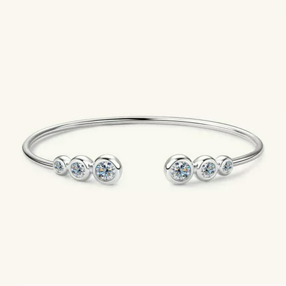 K-KED Moissanite Cuff Bangle for Women 925 Sterling Silver Hollow Bangle Delicate Jewelry Gift