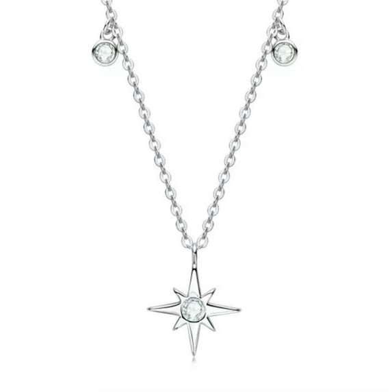K-KED Moissanite Star Necklace for Women Round Cut 3mm Sterling Silver GRA Certificate