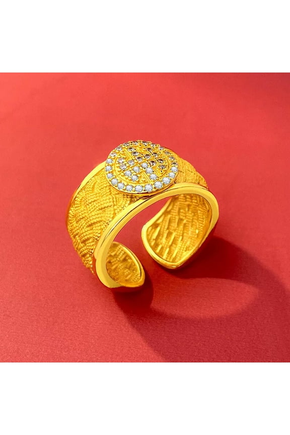 Money weaving texture 24K THAI BAHT YELLOW GOLD Plated RING