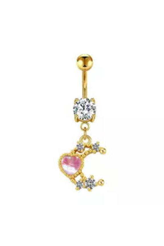 Moon Star Belly Button Ring Fashion Navel Ring Barbell Body Piercing Jewelry-1