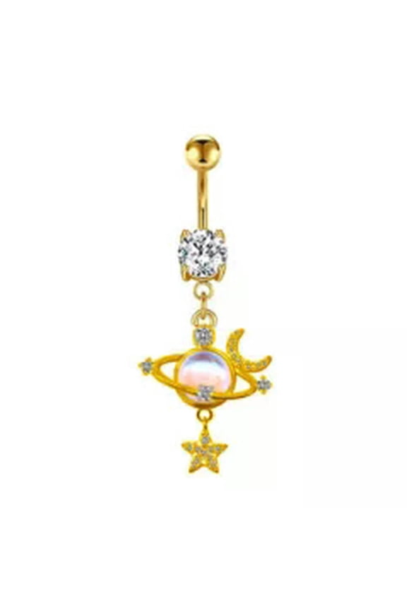 Moon Star Belly Button Ring Fashion Navel Ring Barbell Body Piercing Jewelry-4