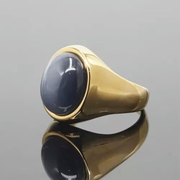 K-KED Multi Color Stone Vintage Stainless Steel Fashion Trendy Rings Size 7-12-9-Gold/Gray stone
