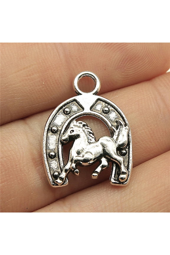 Multicolor 120 Pcs Tibet Silver Horse Shoes Charms 23X17MM B13161-Tibet silver-120 PCS