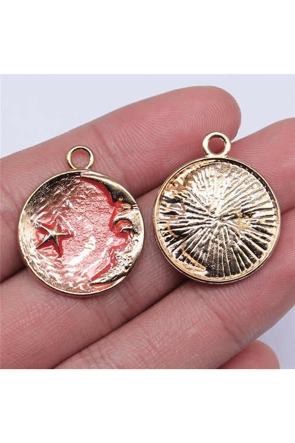 Multicolor 40 Pcs Zinc Alloys Moon Star Charms Pendants 27X23MM Accessory D11312-KC Gold-40 PCS