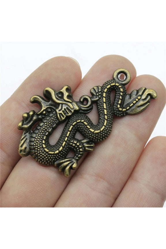 Multicolor 42 Pcs Tibet Silver Dragon Charms Pendants 54X33MM B12911-Bronze plated-42 PCS