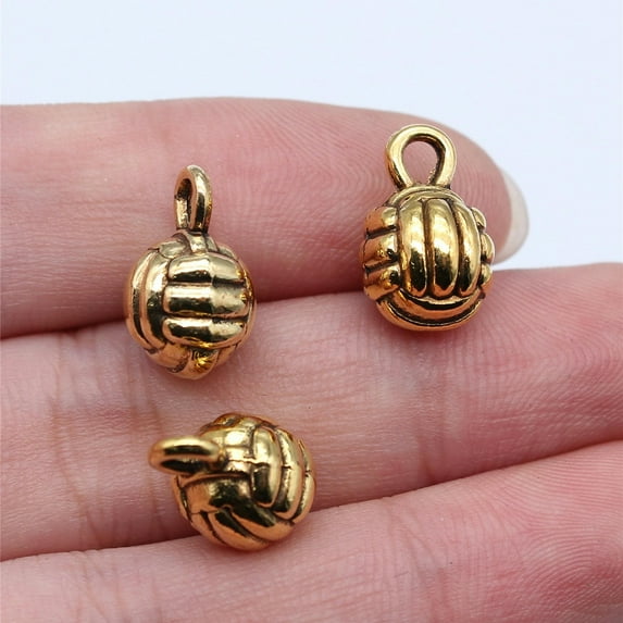 K-KED Multicolor 70 Pcs Bronze Plated Charms Volleyball Charms 10MM A10404-Antique gold plated-70 PCS