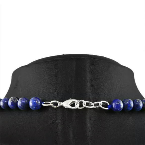 K-KED NATURAL 6MM UNTREATED RICH BLUE LAPIS LAZULI ROUND BEADS NECKLACE AAA-20 in