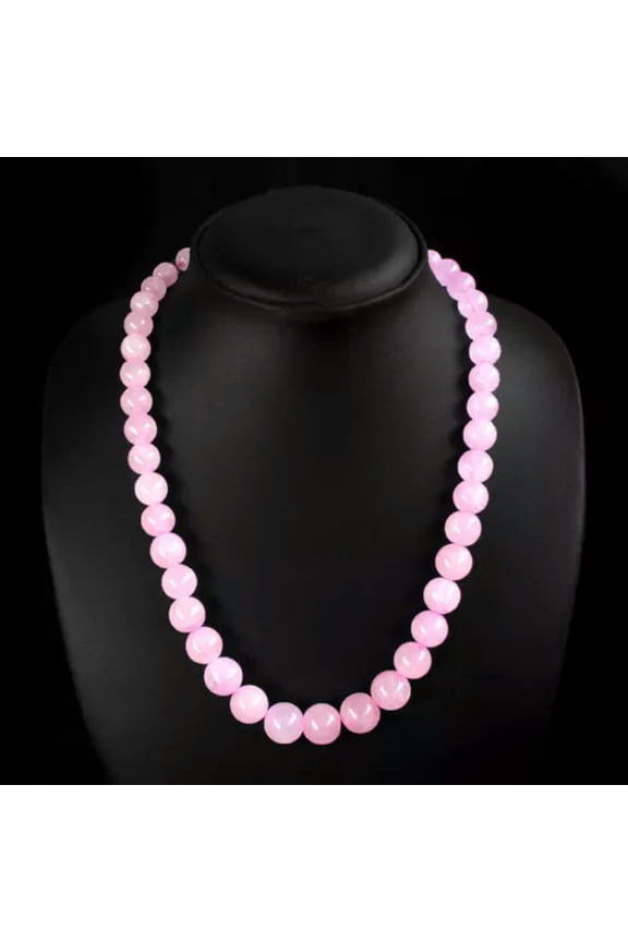 NATURAL 8/10/12MM PINK ROSE QUARTZ ROUND GEMATONE BEADS NECKLACE 18" AAA-8 mm