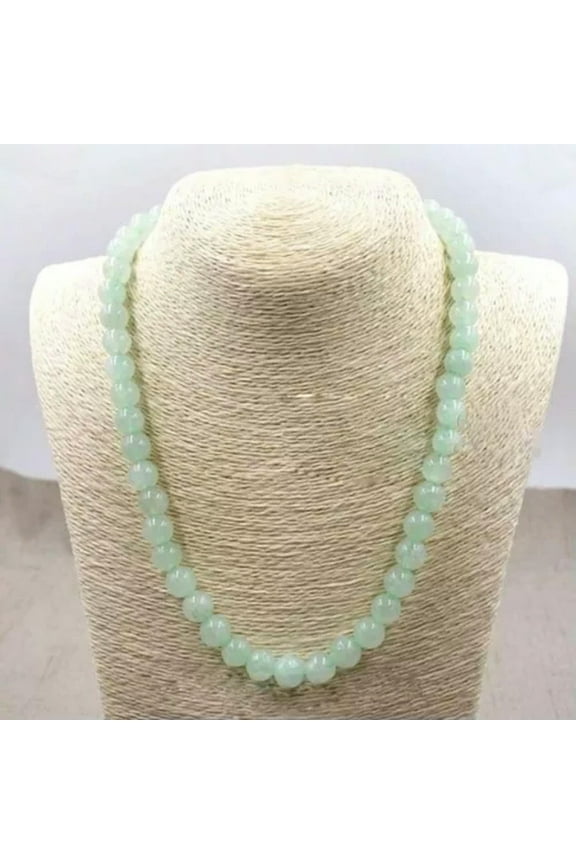 Natural 10/12mm Light Green Jade Jadeite Round Gemstone Beads Necklace 18'' AAA-12 mm