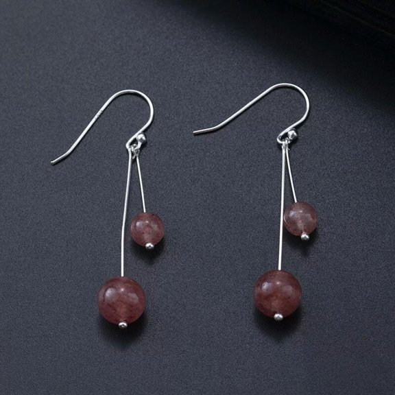 K-KED Natural 6-10mm Brazil Super Seven 7 Melody Crystal Round Beads Hook Earrings