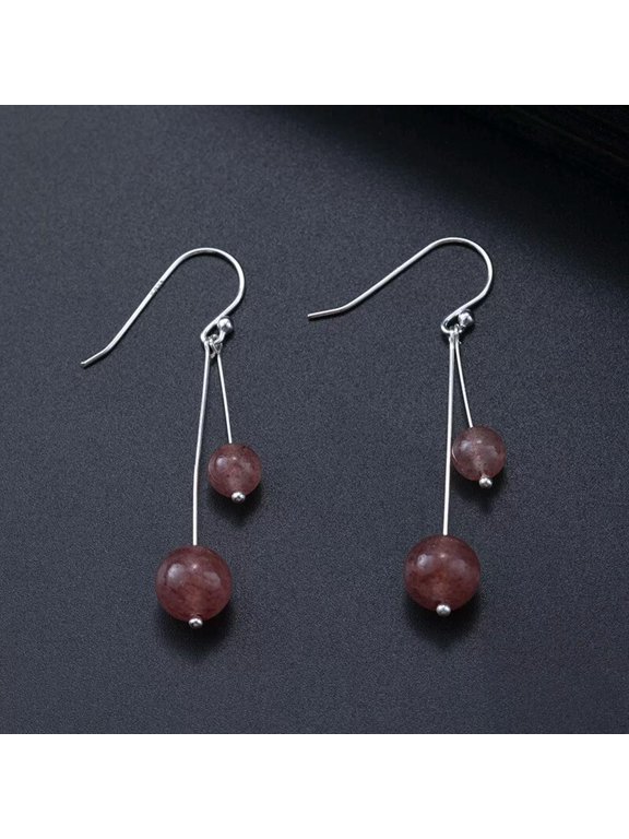 Natural 6-10mm Brazil Super Seven 7 Melody Crystal Round Beads Hook Earrings