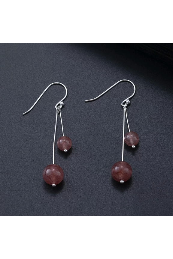 Natural 6-10mm Brazil Super Seven 7 Melody Crystal Round Beads Hook Earrings