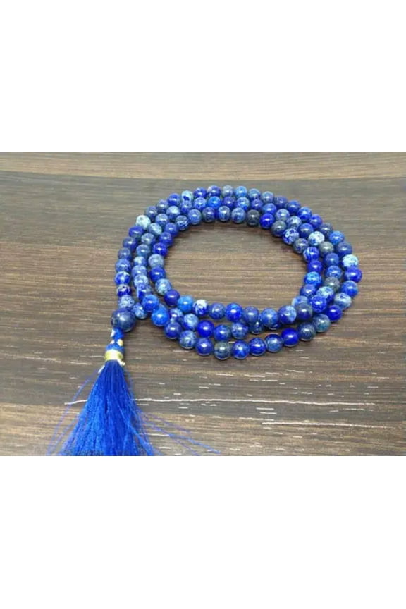 Natural 6mm LAPIS LAZULI Mala 108 prayer beads Meditation Necklace