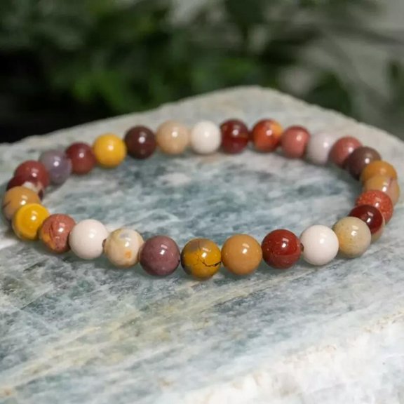 K-KED Natural 6mm Mookaite Jasper Gemstone Healing Crystal Yoga Bracelet