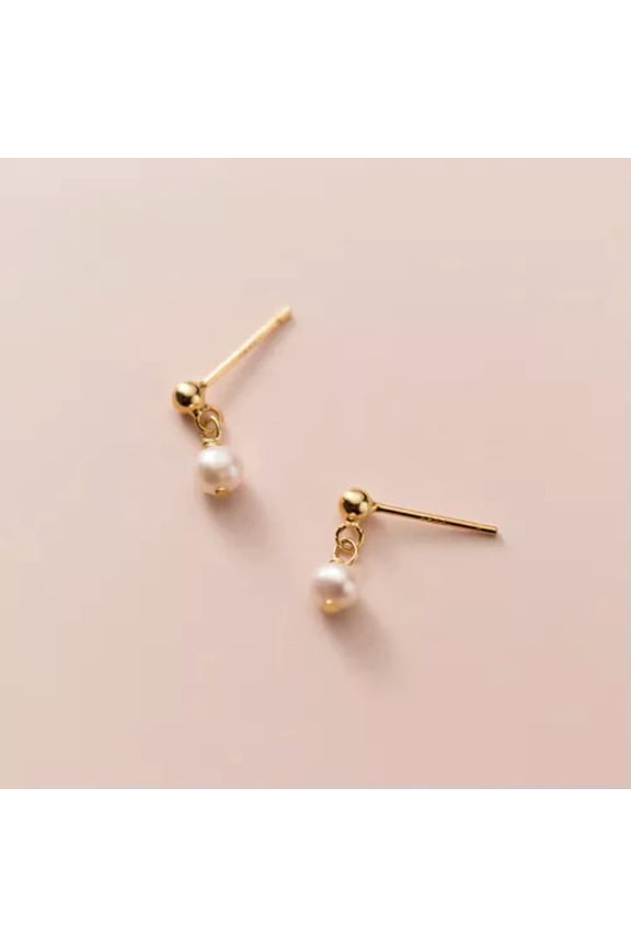 Natural 7-8/8-9/9-10mm White Freshwater Cultured Pearl Hook Dangle Earrings-9-10 mm