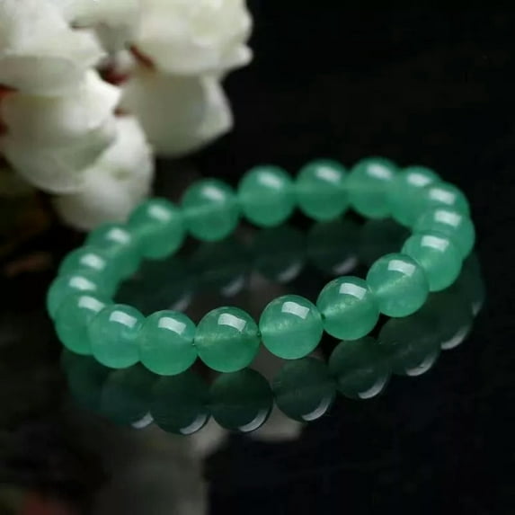 K-KED Natural 8mm Green Aventurine Beads Crystal Healing Reiki Stretch Bracelet