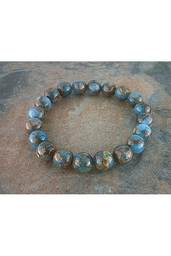 Natural 8mm Lake Blue Nepal Stone Bracelet Men Women Healing Chakra Jewelry