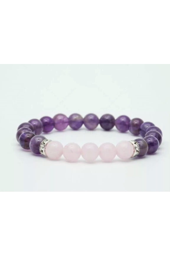 Natural 8mm Rose Quartz Amethyst Chakra Bracelet Gems Reiki Healing Love Gift