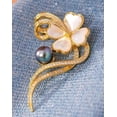 thumbnail image 1 of K-KED Natural 9-10mm Black Pearl Crystal Flower Brooches 18KGP For Women, 1 of 3