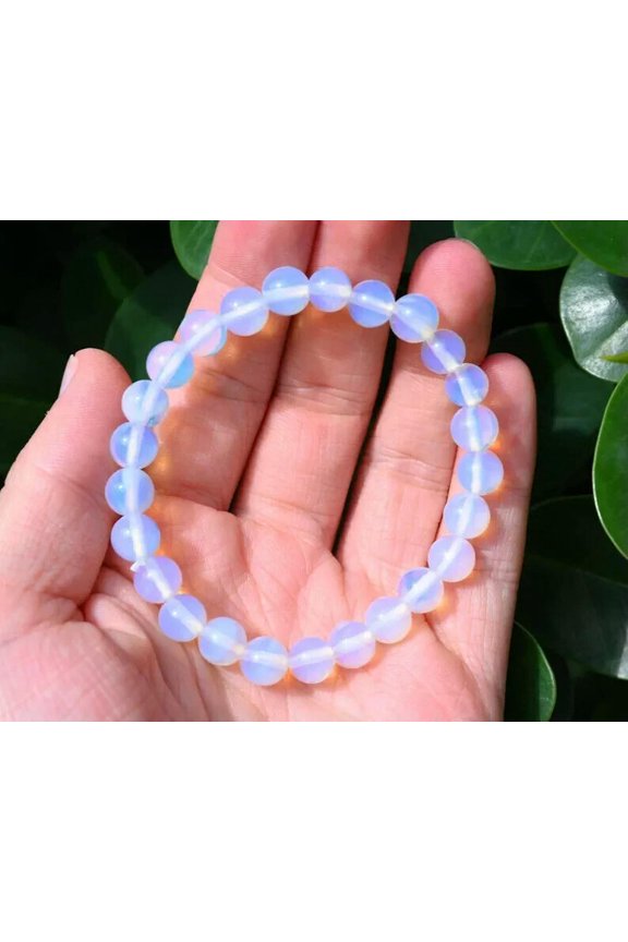 Natural A Quality Opalite Crystal Stone 8 mm Beads Size Adjustable Bracelet