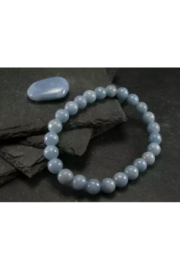 Natural AAA+ 8mm Angelite Beaded Reiki Chakra Gemstone Bracelet Stone