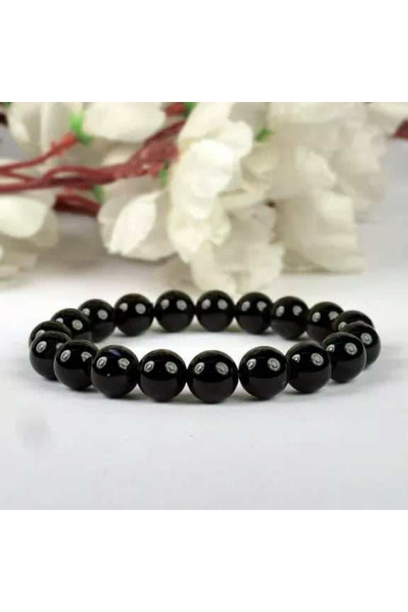 Natural AAA Black Tourmaline Bracelet Crystal Stone 8 mm Beads Bracelet