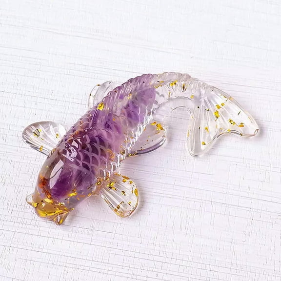K-KED Natural Amethyst Quartz Crystal Chip Stone Koi Fish Carp Lucky Mascot Reiki Gift-default