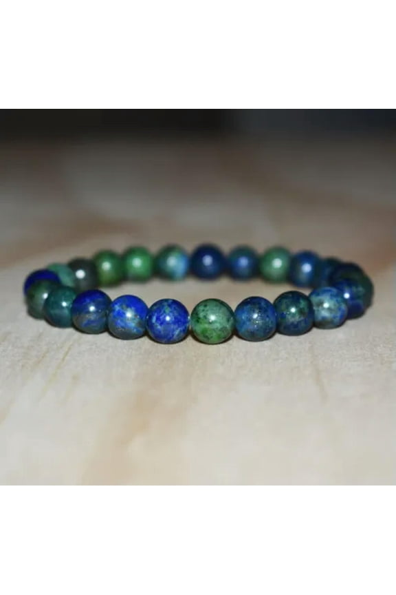 Natural Azurite Stone Azurite Malachite Gemstone Stretch Bracelet 8mm