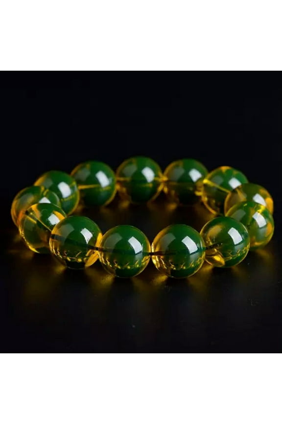 Natural Baltic Pure Amber Elastic Bracelet Women Men Honey Wax Beaded Bangles-20mm
