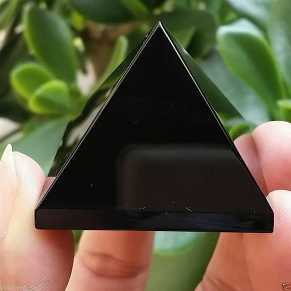 K-KED Natural Black Obsidian Quartz Stone Pyramid Chakra Healing Reiki Crystal Tower