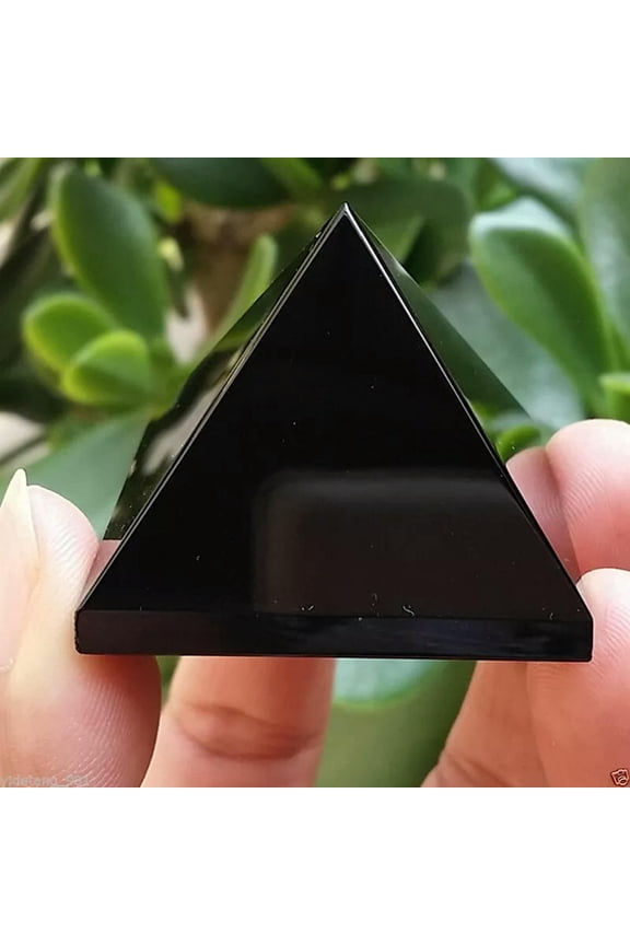 Natural Black Obsidian Quartz Stone Pyramid Chakra Healing Reiki Crystal Tower
