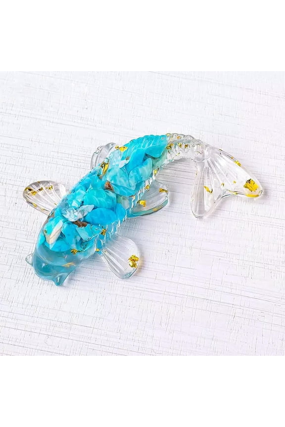 Natural Blue Turquoise Koi Quartz Crystal Gravel Fish Drop Glue Mini Lucky Charm