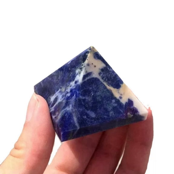 K-KED Natural Blue Vein Jade Quartz Crystal Pyramid Chakra Healing Sodalite Gems Tower