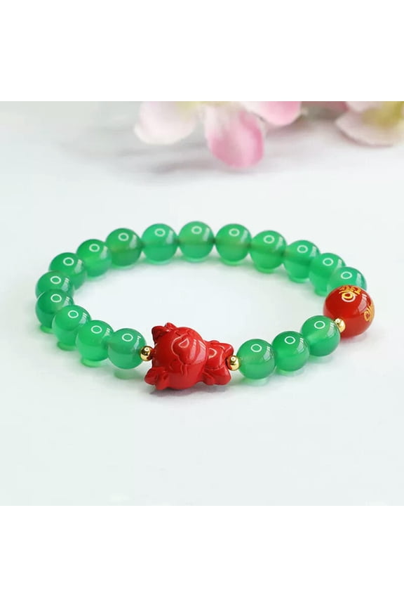 Natural Chalcedony Hand Chain Red Sand Zodiac Dragon Bracelet Dragon Year
